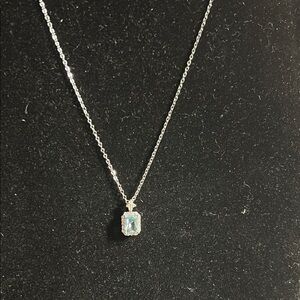 Silver Necklace with Blue Gemstone